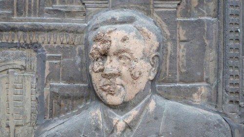 A view shows the fragment of an artwork depicting Kazakhstan's First President Nursultan Nazarbayev, ...