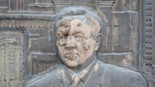 A view shows the fragment of an artwork depicting Kazakhstan's First President Nursultan Nazarbayev, ... A view shows the fragment of an artwork depicting Kazakhstan's First President Nursultan Nazarbayev, ...