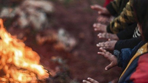 Children from the Syrian family of Abou Hussein, who fled the countryside of Hama province four ...