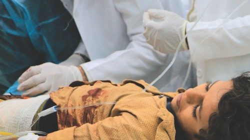 EDITORS NOTE: Graphic content / A Yemeni child receives medical care at a clinic after they were ... EDITORS NOTE: Graphic content / A Yemeni child receives medical care at a clinic after they were ...