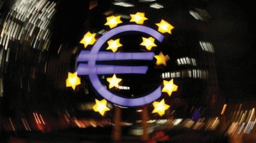 FILE PHOTO: The euro sign is photographed in front of the former headquarters of the European ...
