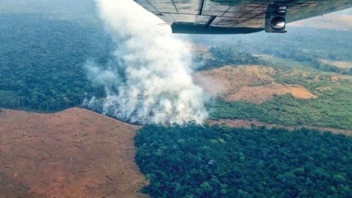 In this handout picture relased courtesy of the European Union Delegation to Colombia, smoke rises ...