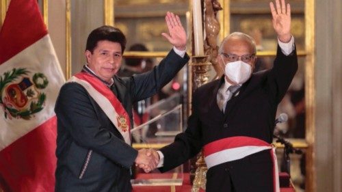 This handout picture released by the Peruvian presidency press office shows shows Peru's President ... This handout picture released by the Peruvian presidency press office shows shows Peru's President ...