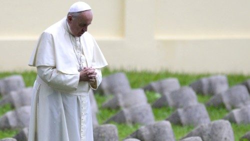 Pope Francis prays in the military cemetary of the World War I memorial of Redipuglia, near Gorizia, ... Pope Francis prays in the military cemetary of the World War I memorial of Redipuglia, near Gorizia, ...