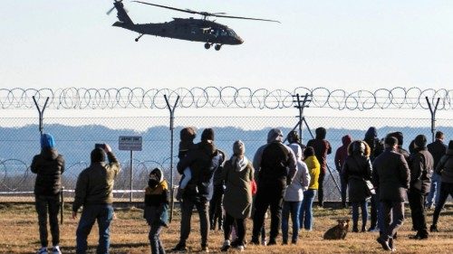 A U.S. Air Force Sikorsky UH-60 Black Hawk lands at Rzeszow-Jasionka Airport, Poland February 13, ...