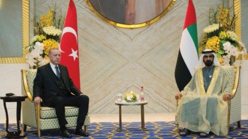 Turkish President Tayyip Erdogan meets with Prime Minister and Vice-President of the United Arab ...