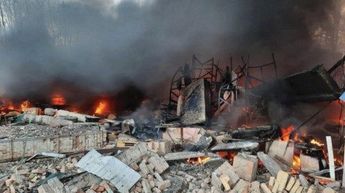 A view shows the Ukrainian State Border Guard Service site damaged by shelling in Kyiv region, ... A view shows the Ukrainian State Border Guard Service site damaged by shelling in Kyiv region, ...