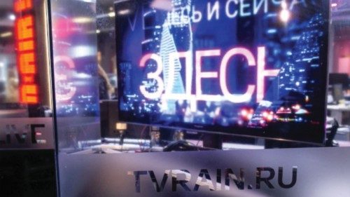A view of the TV Rain (Dozhd) online news channel studio in Moscow, Russia August 20, 2021. Picture ...