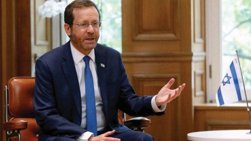 FILE PHOTO: Israeli President Isaac Herzog, speaks during his meeting with Greek Prime Minister ...