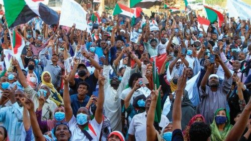 Sudanese protesters take part in a demonstration of 'mothers and fathers' in the capital Khartoum, ...