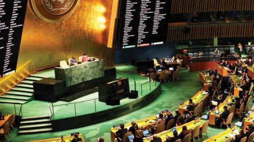 NEW YORK, NEW YORK - APRIL 07: The results of the votes to expel Russia from the U.N. Human Rights ...