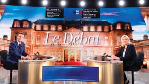 French President and La Republique en Marche (LREM) party candidate for re-election Emmanuel Macron ...