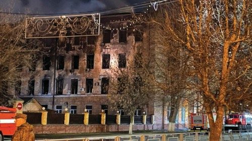 A view shows a burnt out defence research institute in the city of Tver, Russia, in a photo obtained ...