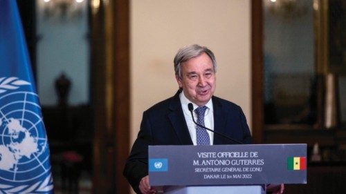 United Nations (UN) Secretary-General Antonio Guterres speaks during a press conference with ...