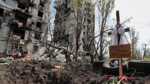 A view shows a graves of a civilian killed during Ukraine-Russia conflict in the southern port city ...