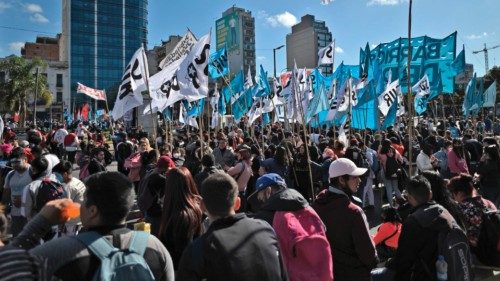 Members of social organizations and leftist groups march towards Mayo square from different points ...