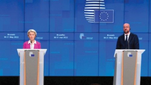 European Commission President Ursula von der Leyen (L) and President of the European Council Charles ...