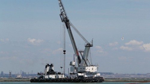 A floating crane is seen at the Port of Mariupol, during Ukraine-Russia conflict in the southern ... A floating crane is seen at the Port of Mariupol, during Ukraine-Russia conflict in the southern ...