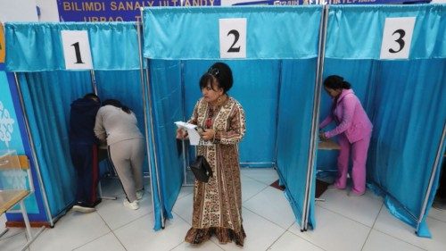 People vote at a polling station during a constitutional referendum, in Koyandy, Akmola region, ... People vote at a polling station during a constitutional referendum, in Koyandy, Akmola region, ...