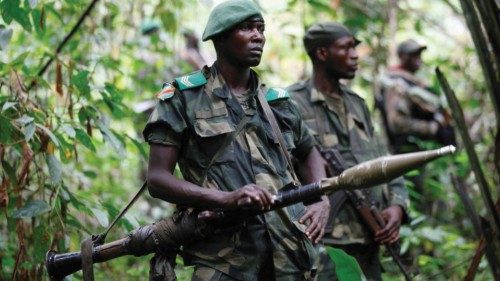 FILE PHOTO: Democratic Republic of Congo military personnel (FARDC) patrol against the Allied ...
