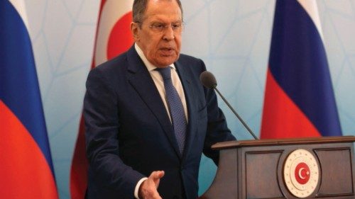Russian Foreign Minister Sergei Lavrov attends a news conference after meeting with Turkish Foreign ...