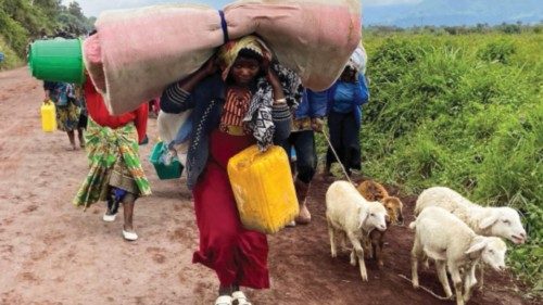 FILE PHOTO: Congolese civilians and their animals flee near the Congolese border with Rwanda after ...