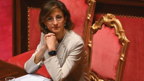 La ministra della Giustizia, Marta Cartabia, nel corso delle dichiarazioni di voto al disegno di ...