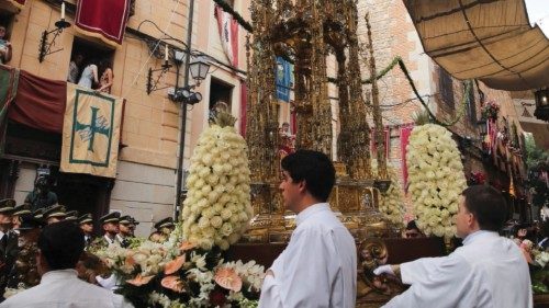 The Monstrance is carried during the Corpus Christi parade, a Western Catholic feast held every year ...