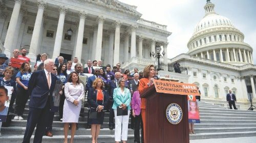 U.S. House Speaker Nancy Pelosi (D-CA) appears with gun safety advocates before the House vote on ...