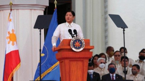 New Philippine President Ferdinand Marcos Jr. delivers a speech after he was sworn in as the ... New Philippine President Ferdinand Marcos Jr. delivers a speech after he was sworn in as the ...