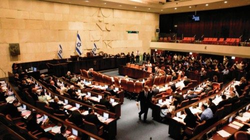 This picture shows a general view of the Israeli Knesset (parliament) during a meeting, in Jerusalem ...