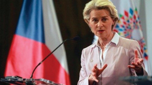 European Commission President Ursula von der Leyen addresses a press conference on the Czech ...