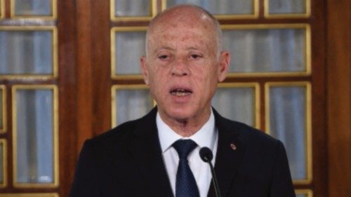 FILE PHOTO: Tunisia's President Kais Saied gives a speech at the government's swearing-in ceremony ... FILE PHOTO: Tunisia's President Kais Saied gives a speech at the government's swearing-in ceremony ...