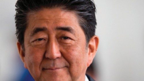 (FILES) In this file photo taken on April 25, 2019 Japan's Prime Minister Shinzo Abe leaves the ... (FILES) In this file photo taken on April 25, 2019 Japan's Prime Minister Shinzo Abe leaves the ...