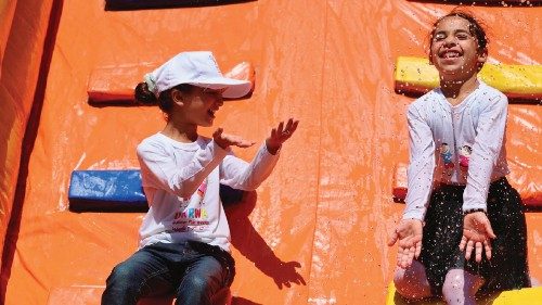 Palestinian children play during a four-week summer activities programme organised in 83 schools in ...