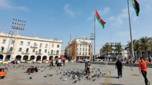 Libyan gather at the Martyrs' Square of Libya's capital Tripoli on July 4, 2022. (Photo by Mahmud ...