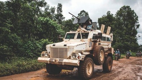 (FILES) In this file photo taken on August 23, 2018 A military truck of the United Nations ...