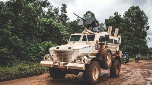 (FILES) In this file photo taken on August 23, 2018 A military truck of the United Nations ... (FILES) In this file photo taken on August 23, 2018 A military truck of the United Nations ...