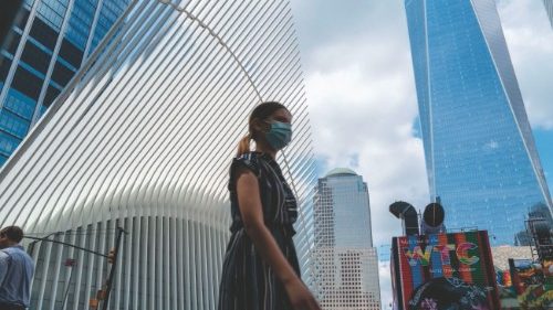 NEW YORK, NEW YORK - AUGUST 02: People walk by One World Trade Center in lower Manhattan a day after ...