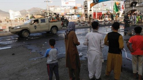 A Taliban car is seen guarding at the site of a blast in Kabul, Afghanistan, August 6, 2022. ...