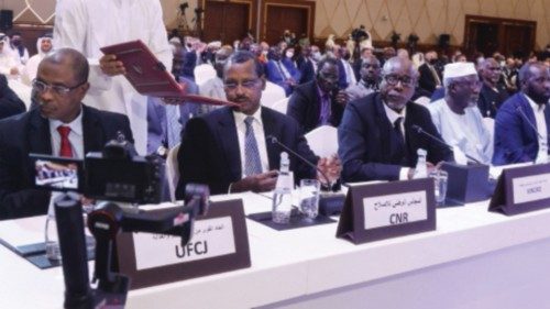 FILE PHOTO: Officials attend a signing agreement for a national dialogue with Chad's transitional ...