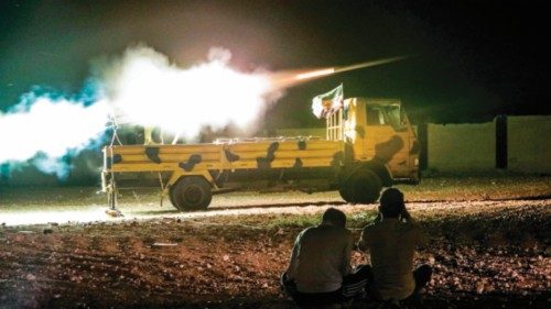 A long-range grad rocket is launched by Turkish-backed Syrian fighters, reportedly targeting ... A long-range grad rocket is launched by Turkish-backed Syrian fighters, reportedly targeting ...
