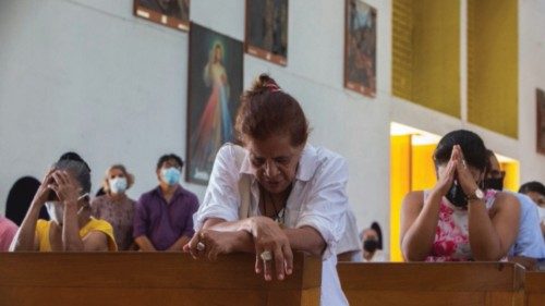 Parishioners attend a mass at Metropolitan Cathedral in Managua, Nicaragua August 21, 2022. ...