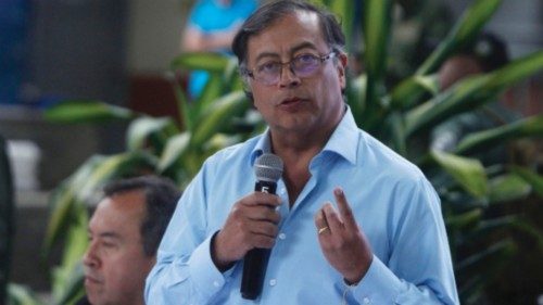 epa10142755 Colombian President Gustavo Petro speaks during the installation of the PMU (Unified ...