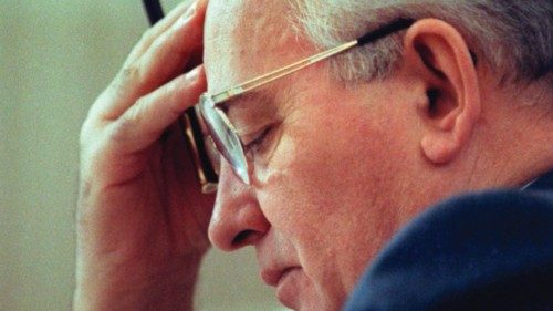 (FILES) In this file photo taken on November 20, 1990 Soviet President Mikhail Gorbatchev looks in ...