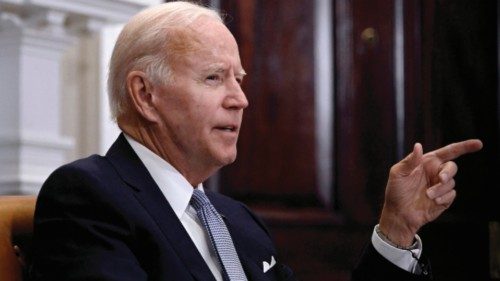 US President Joe Biden attends a meeting on Women's Equality Day to discuss actions to protect ...