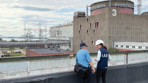 Members of the International Atomic Energy Agency (IAEA) expert mission visit the Russian-controlled ...