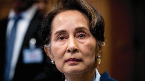 (FILES) In this file photo taken on December 11, 2019, then Myanmar's State Counsellor Aung San Suu ... (FILES) In this file photo taken on December 11, 2019, then Myanmar's State Counsellor Aung San Suu ...