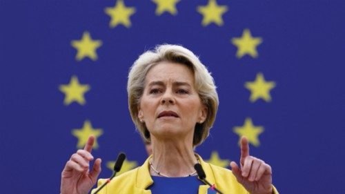 European Commission President Ursula von der Leyen delivers state of the European Union address to ...