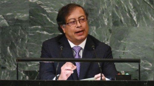 Colombia's President Gustavo Petro addresses the 77th session of the United Nations General Assembly ...